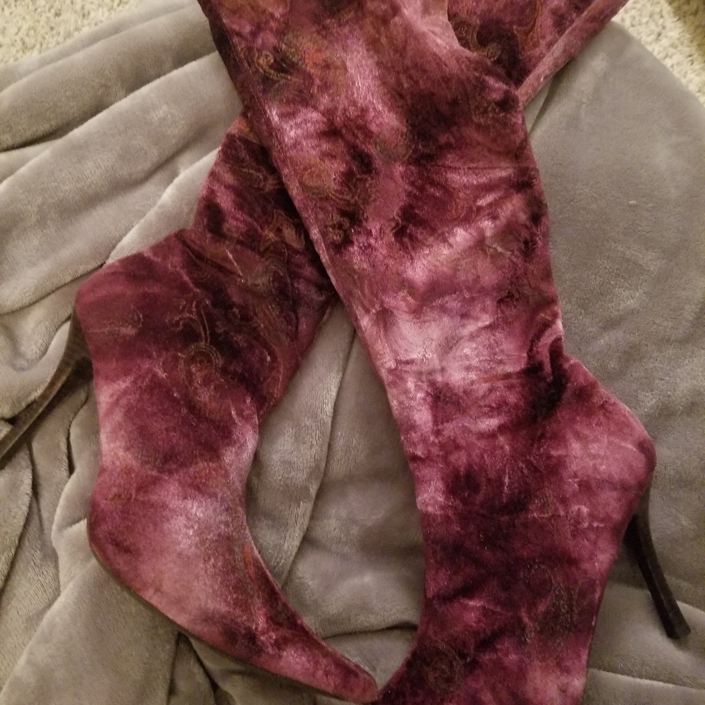 Vintage Stiletto Velvet Paisley BOOTS.